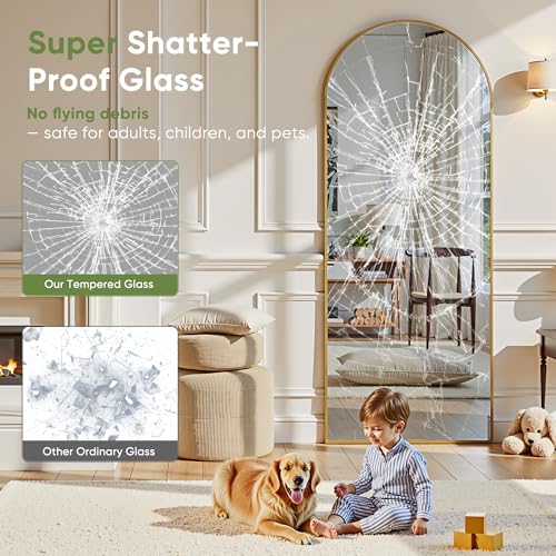 Floor Mirror, 78"x38" Oversized Full Length Mirror with Stand,Arched Full Body Mirror Standing Hanging Leaning Against Wall