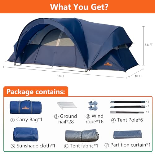 ASFANES 2-12 Person Tents for Camping Waterproof, Backpack Double Layer Camping Tents, Perfect Picnics, Fishing and Backyard Camping