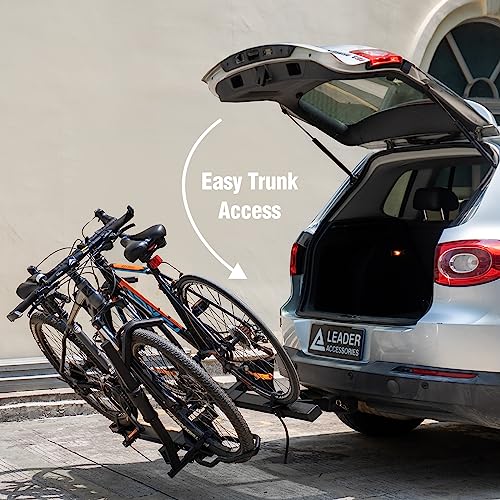 Leader Accessories 2-Bike Platform Style Hitch Mount Bike Rack, Tray Style Bicycle Carrier Racks Foldable Rack for Cars, Trucks
