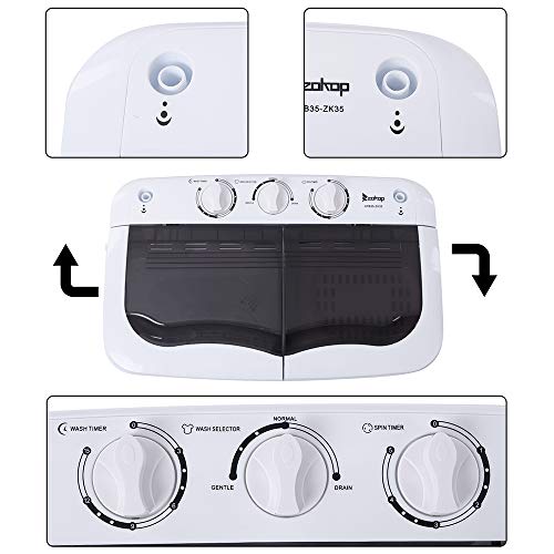 Big Capacity Compact Twin Tub Portable Mini Washing Machine 14.3lbs/16.5lbs Capacity, Built-in Drain Pump/Washer and Spin Dryer Combo,Semi-Automatic