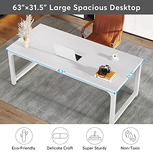 Tribesigns Modern Computer Desk, 63 x 31.5 inch Large Executive Office Desk Computer Table Study Writing Desk Workstation for Home Office