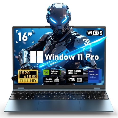 Gaming Laptop, 16 Inch Laptop Computer,MX350 Graphics Laptop,N95 4C/4T Processor(up to 3.4Ghz),32GB RAM 1TB SSD,16”FHD 1920 * 1200 Display,WiFi 5
