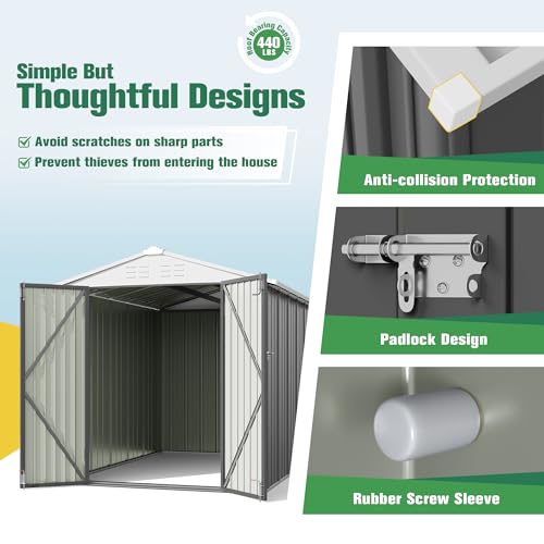 Flamaker Storage Shed Waterproof Metal Garden Shed with Lockable Door Utility Tool Shed Outdoor Storage for Backyard, Patio and Lawn (5 x 3 FT)