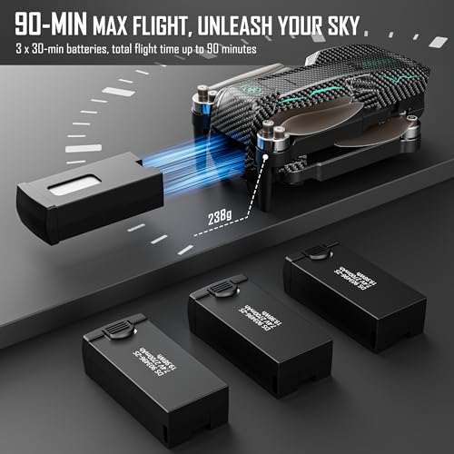 GPS Drone with 4K Camera for Adults, FPV RC Quadcopter, 90-min Flight Time, Auto Return, Follow Me, Circle Fly, 5-inch LCD Tablet Screen