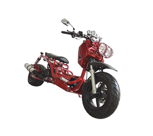 50cc Stretched Scooter Generation 1, Automatic Transmission, PMZ50-19, Wide 205/30-12 Rear Tire, Retro Speedometer, Gas Gauge
