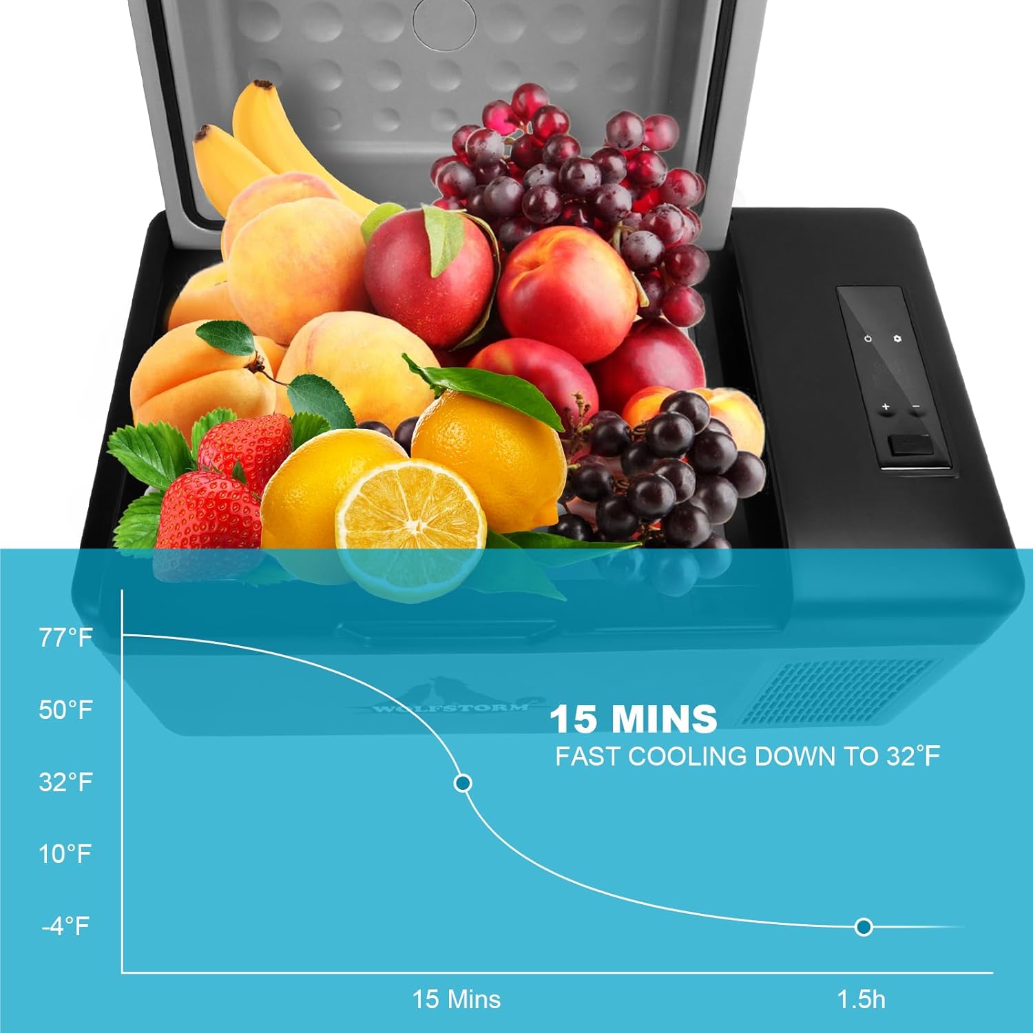 Portable Car Refrigerator Freezer 12/24V DC and 110-240V AC (-4°F~68°F) 15L /16 Quart Mini Fridge Cooler for RV Van Vehicle Boat Traveling Outdoor