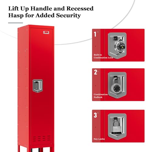 Metal Locker with 5 Doors,Lockers for Employees,66'' Steel Storage Locker for School,Gym, Office, Office,Garage