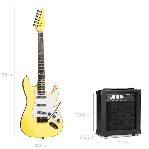 Best Choice Products 39in Full Size Beginner Electric Guitar Starter Kit w/Case, Strap, 10W Amp, Strings, Pick, Tremolo Bar - Sunburst