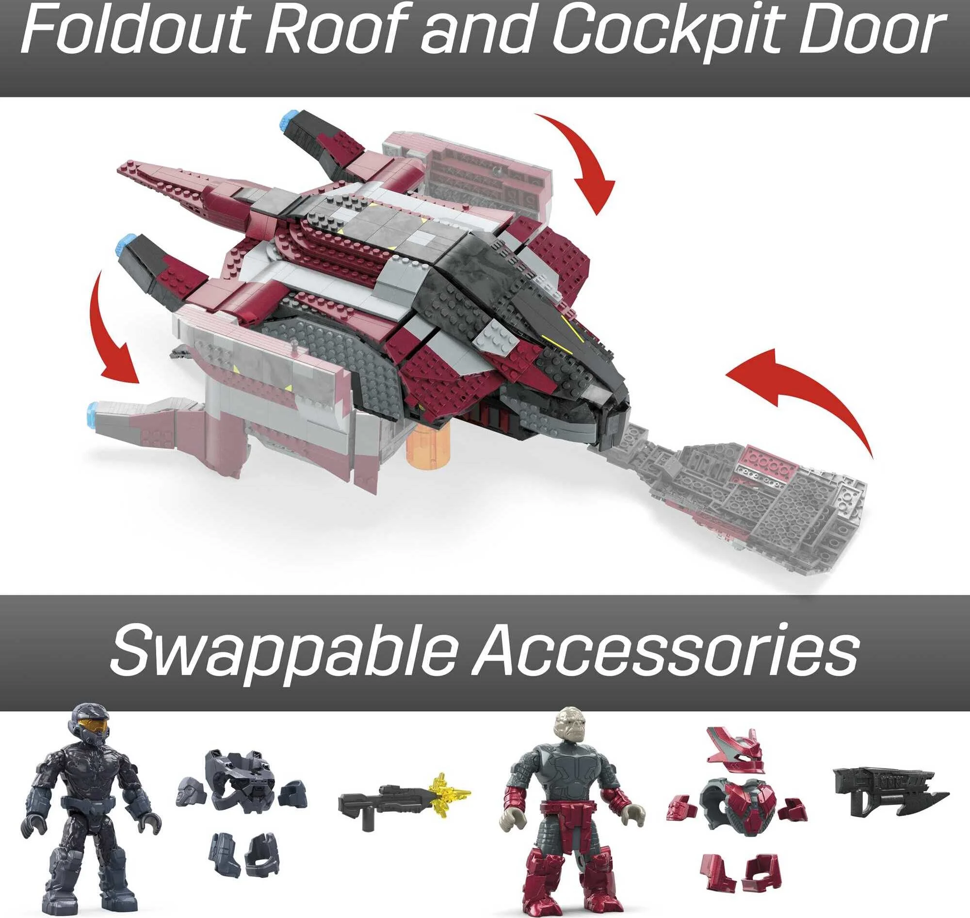 MEGA Halo Infinite Banished Phantom Building Kit with 4 Figures (1214 Pieces) - Radiant Selections