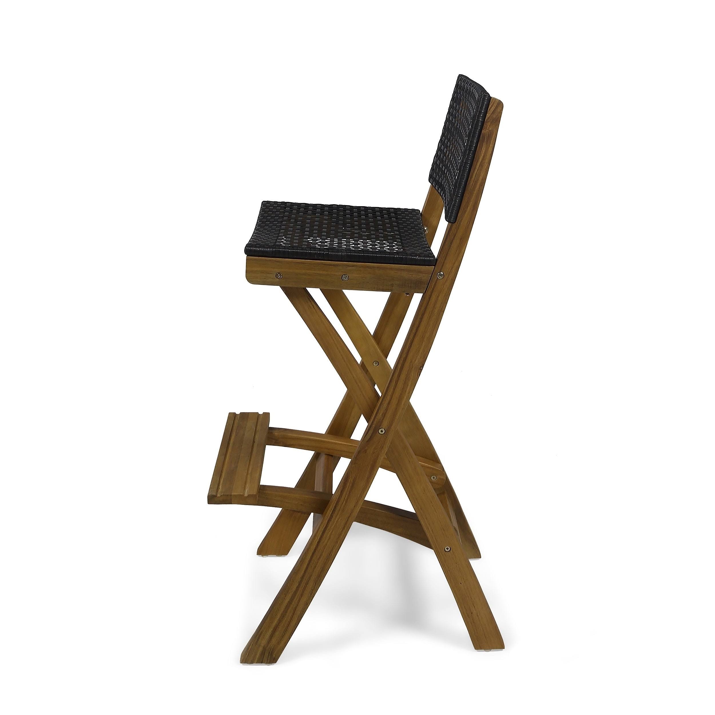 Polaris 2pk Acacia Wood Folding Barstools Dark Gray - Christopher Knight Home