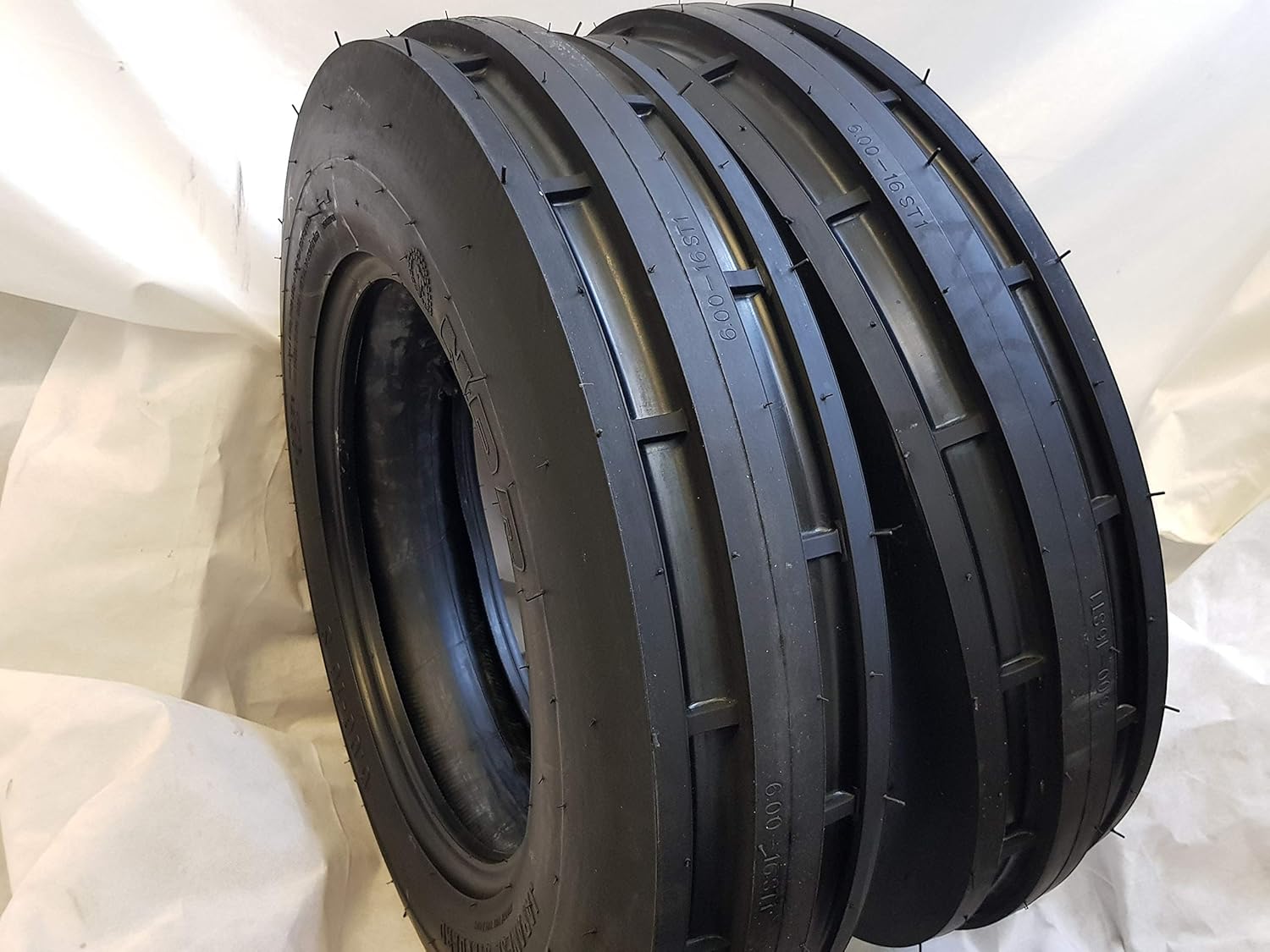 TWO 550X16, 5.50-16, 5.50X16 ROAD CREW ST1 6 PLY 3 Rib Tractor Tires w/Tubes