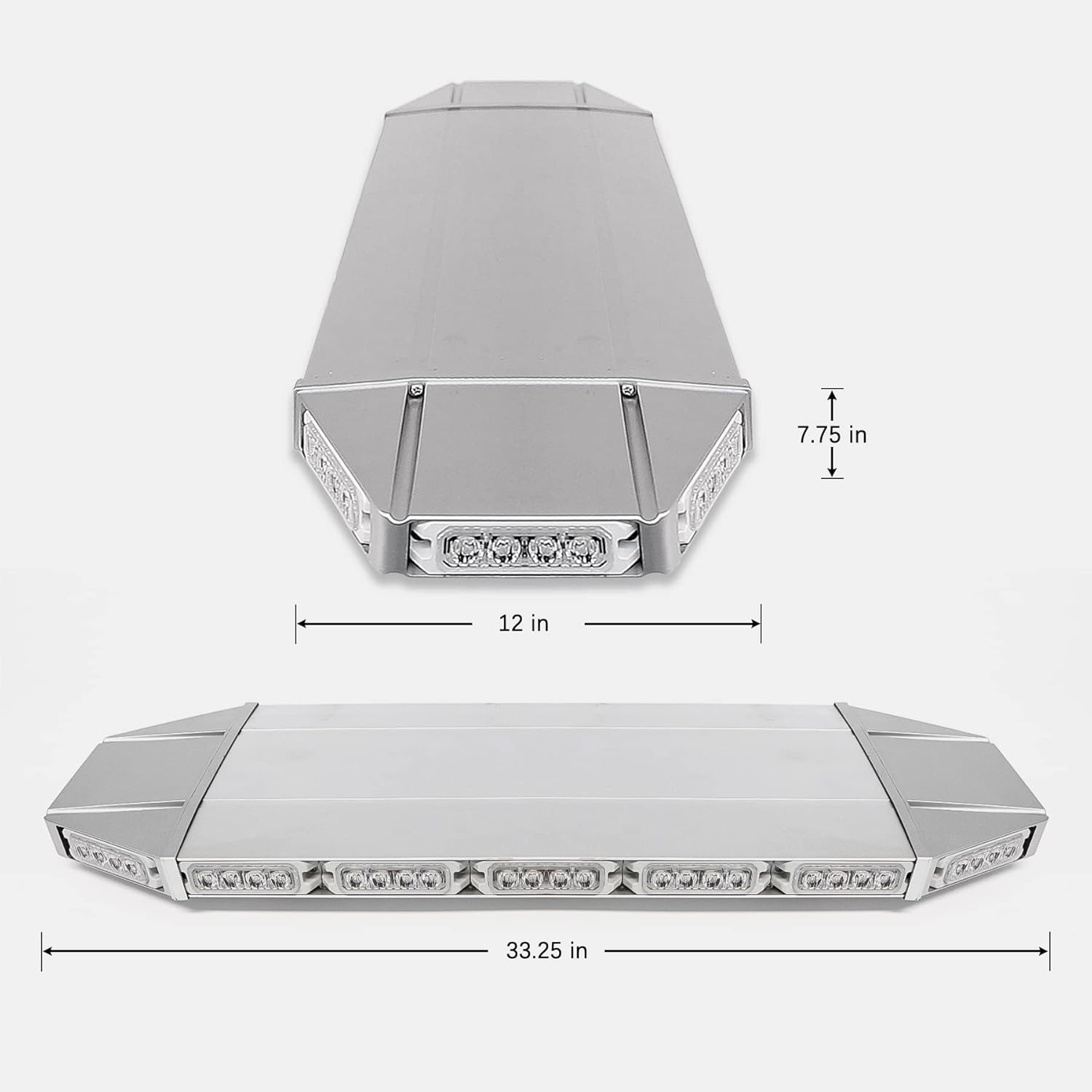 V-SEK LED Rooftop Emergency Warning Lights Strobe Light Bar Traffic Advisor-Amber&White