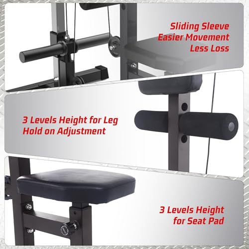 LAT Pulldown Machine, Multi-Functional Cable Machine with High and Low Pulley Station, Row Cable Machine Home Gym with Leg Support