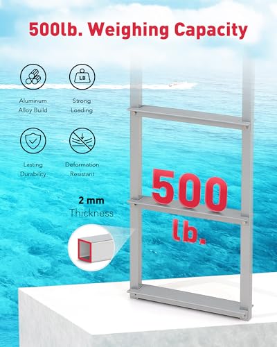 CO-Z 3 Step Removable Dock Ladder, Pontoon Boat Ladder with 350lb Load, Aluminum Swim Ladder with Wide Step & Nonslip Tread