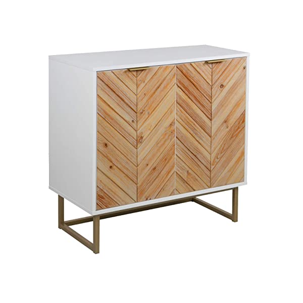 Nathan James Enloe Modern Storage, Free Standing Accent Cabinet with Doors in a Rustic Fir Wood Finish Powder-coated Metal Base for Hallway