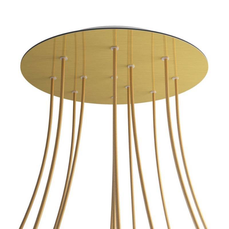 12 Holes - Extra Large Round Ceiling Canopy Kit - Rose One System Satin Brass Dibond - XXL Ceiling Canopies