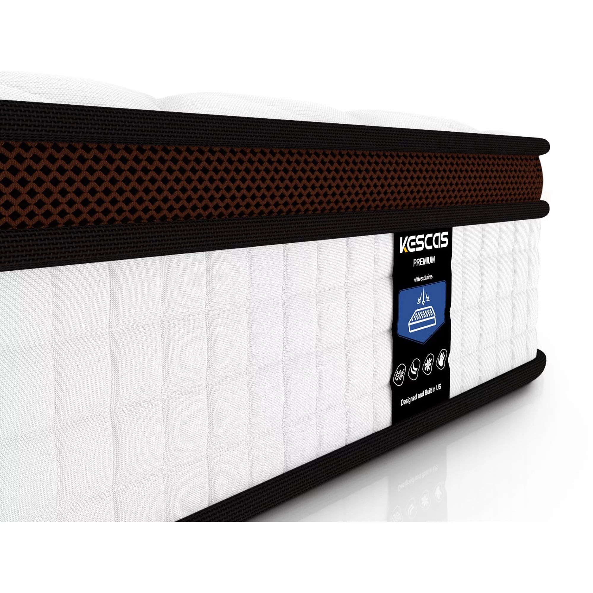 Queen Size Hybrid Mattress, Kescas 8 inch Queen Mattress with Cooling Gel Memory Foam, Fiberglass Free, Medium Firm - Radiant Selections