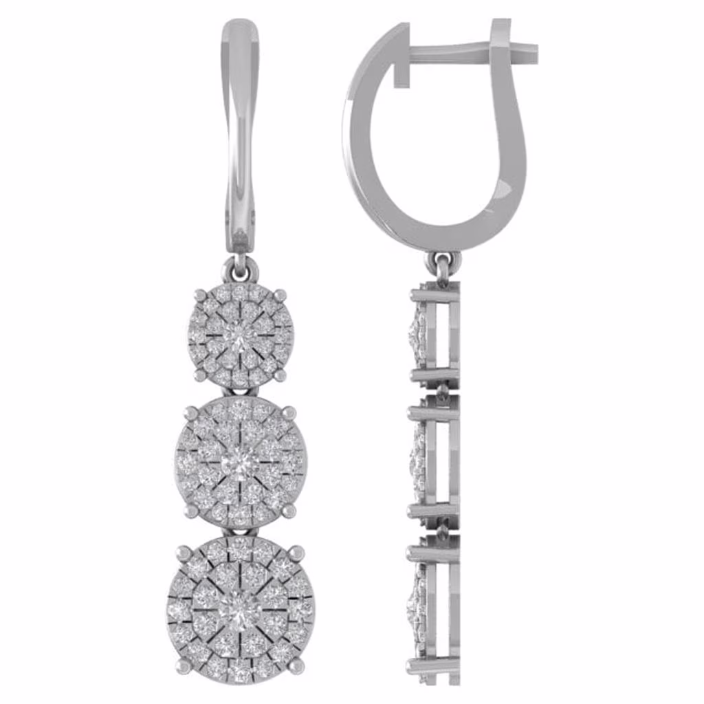 ARAIYA 10K White Gold Cluster Lab Grown Diamond Dangle Earrings (1 cttw, VS Clarity, D-E Color)