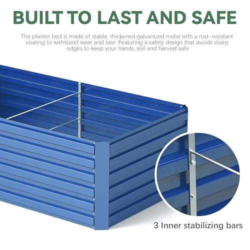 FOOWIN 2pcs 8x4x2ft Galvanized Raised Garden Bed, Planter Raised Garden Boxes Outdoor, Large Metal Raised Beds for Gardening