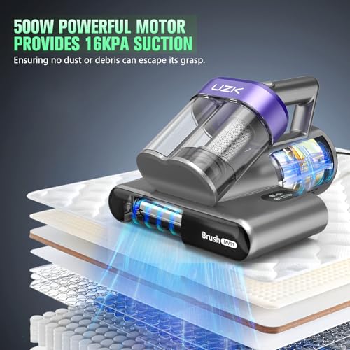 Mattress Vacuum Cleaner,Bed Vacuum Cleaner with UV-C Light,16Kpa,140°F Heat,Ultrasonic,Anion,Handheld Vacuums for Bed,Sofa,Couch,Crib(Corded, Multi)