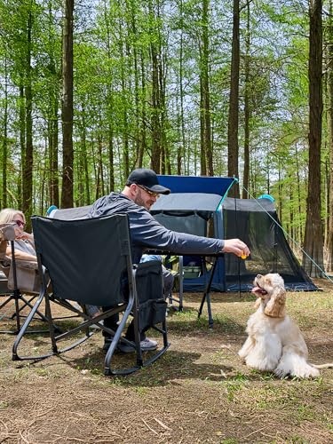 TIMBER RIDGE Folding Rocking Camping Chair, 400lbs Capacity Portable Oversized Outdoor Rocker with Hard Armrests, Cup Holder & Side Pocket