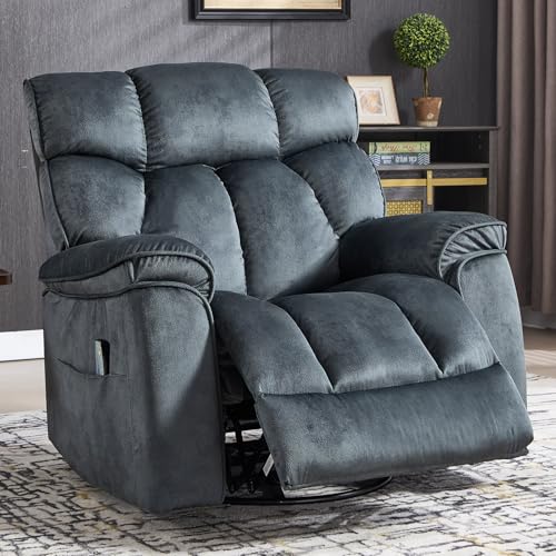INZOY Massage Swivel Rocker Recliner with Heat and Vibration, Manual Rocking Recliner Chair with Vibrating Massage