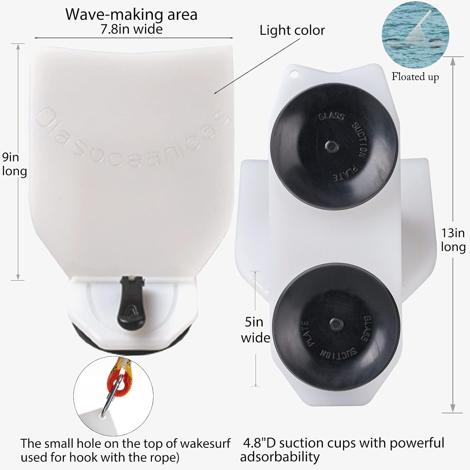 Olasoceanicas Wake Shaper,Wakesurf Surfing Wake Equipment with Suction Cups Held on Strong
