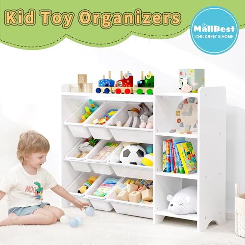 MallBest 4-Tier Kids' Toy Storage Organizer Shelf - 100% Solid Wood