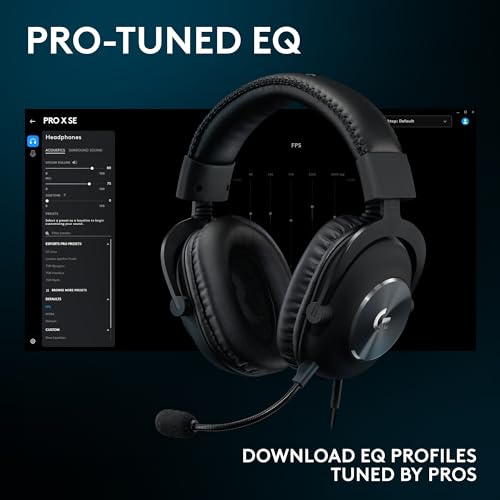 Logitech G Pro X Wired Gaming Headset: Blue VO!CE Detachable Boom Mic, DTS 7.1, 50 mm Drivers, USB/3.5mm Aux, Spare Memory Foam Ear Pads