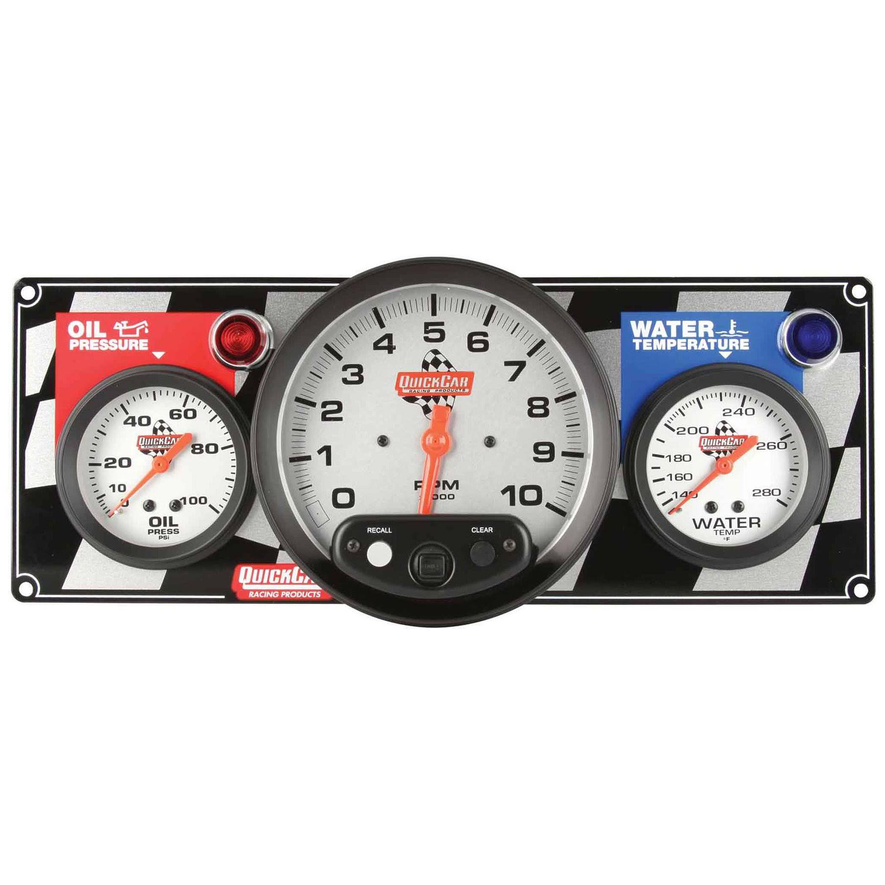 Quickcar Racing Products 61-6031 2-1 Gauge Panel Tach OP/WT