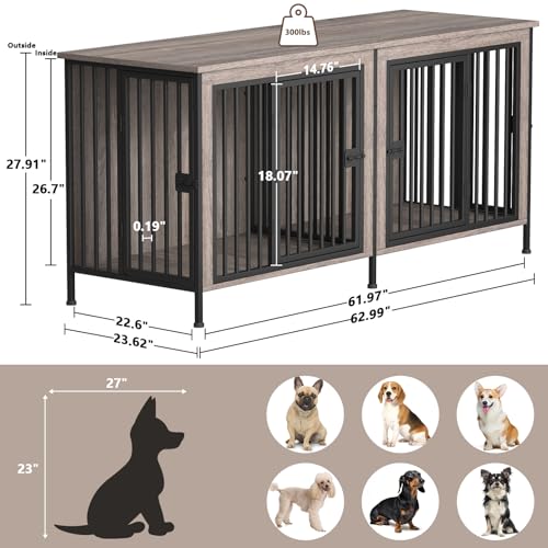 EasyCom 39.96" XL Wooden Large Dog Crate Furniture for Medium and Large Breed