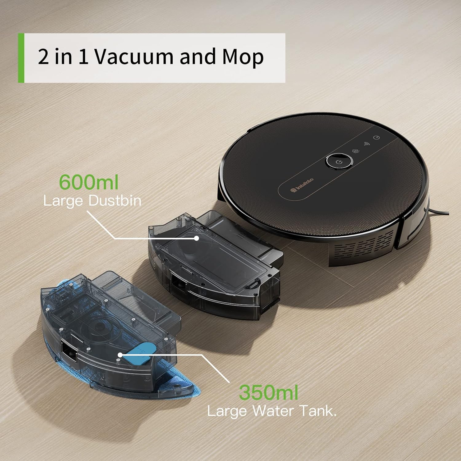 Robot Vacuum and Mop, Robot Vacuum for Pet Hair, Hard Floor and Carpet, Works with Alexa, InstaRobo X1 Robot Vcuum Cleaner, Voice/App Control, 2000Pa