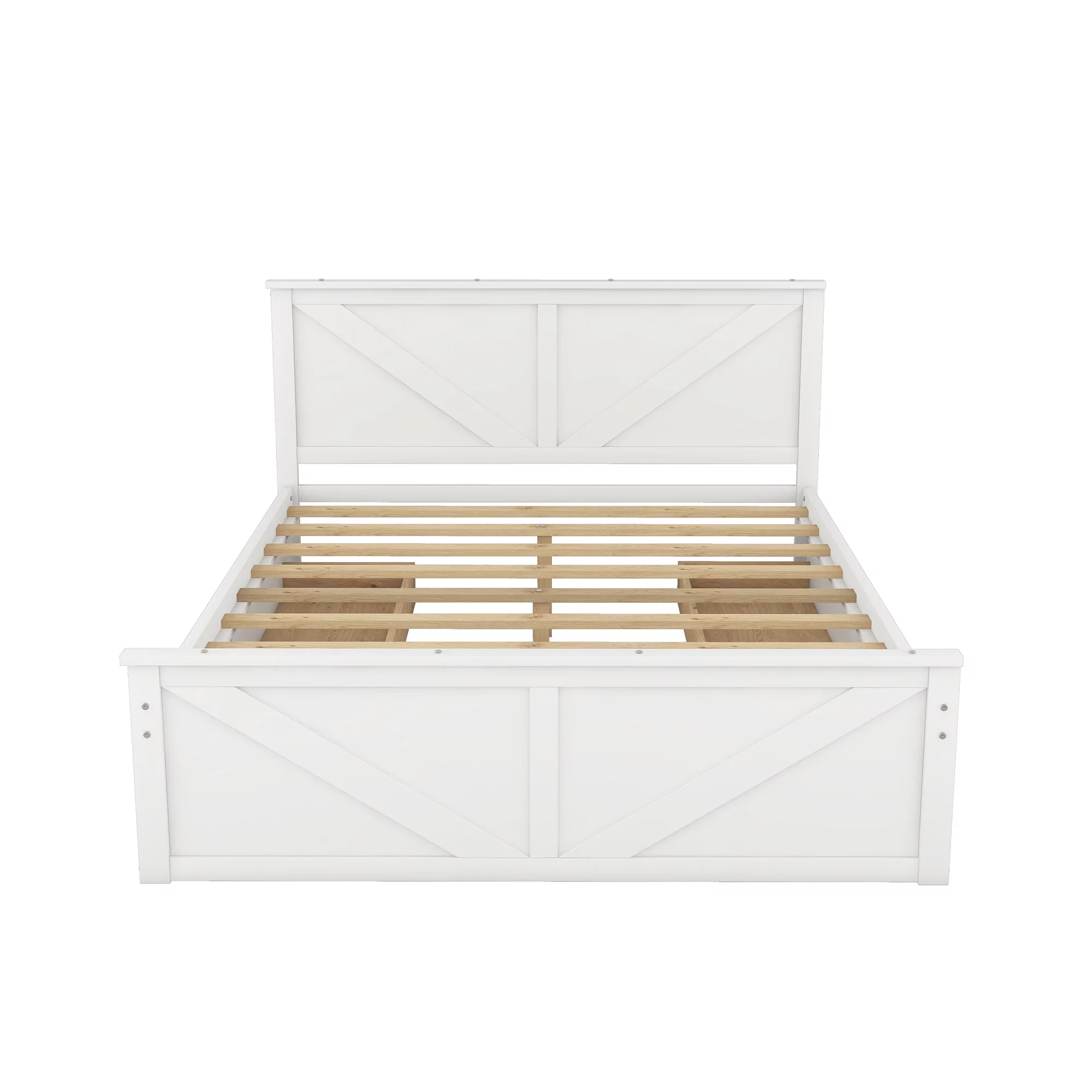 iRerts Queen Platform Bed Frame with 4 Storage Drawers, Wood Queen Bed Frame with Headboard, Slats Support and Support Legs