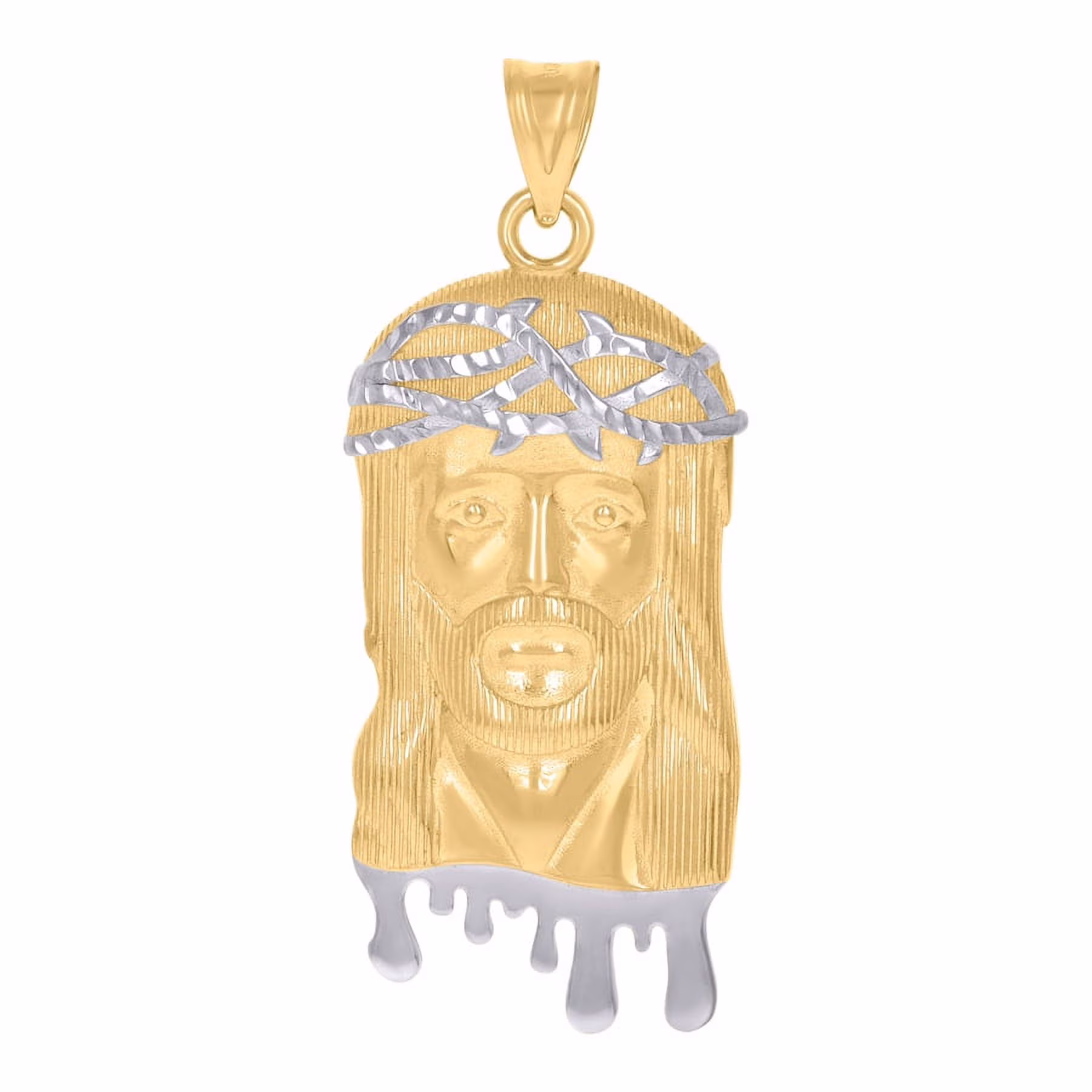 10k Two tone Gold Mens Jesus Religious Dripping Charm Pendant Necklace Measures 48.9x19.2mm Wide Jewelry Gifts for Men