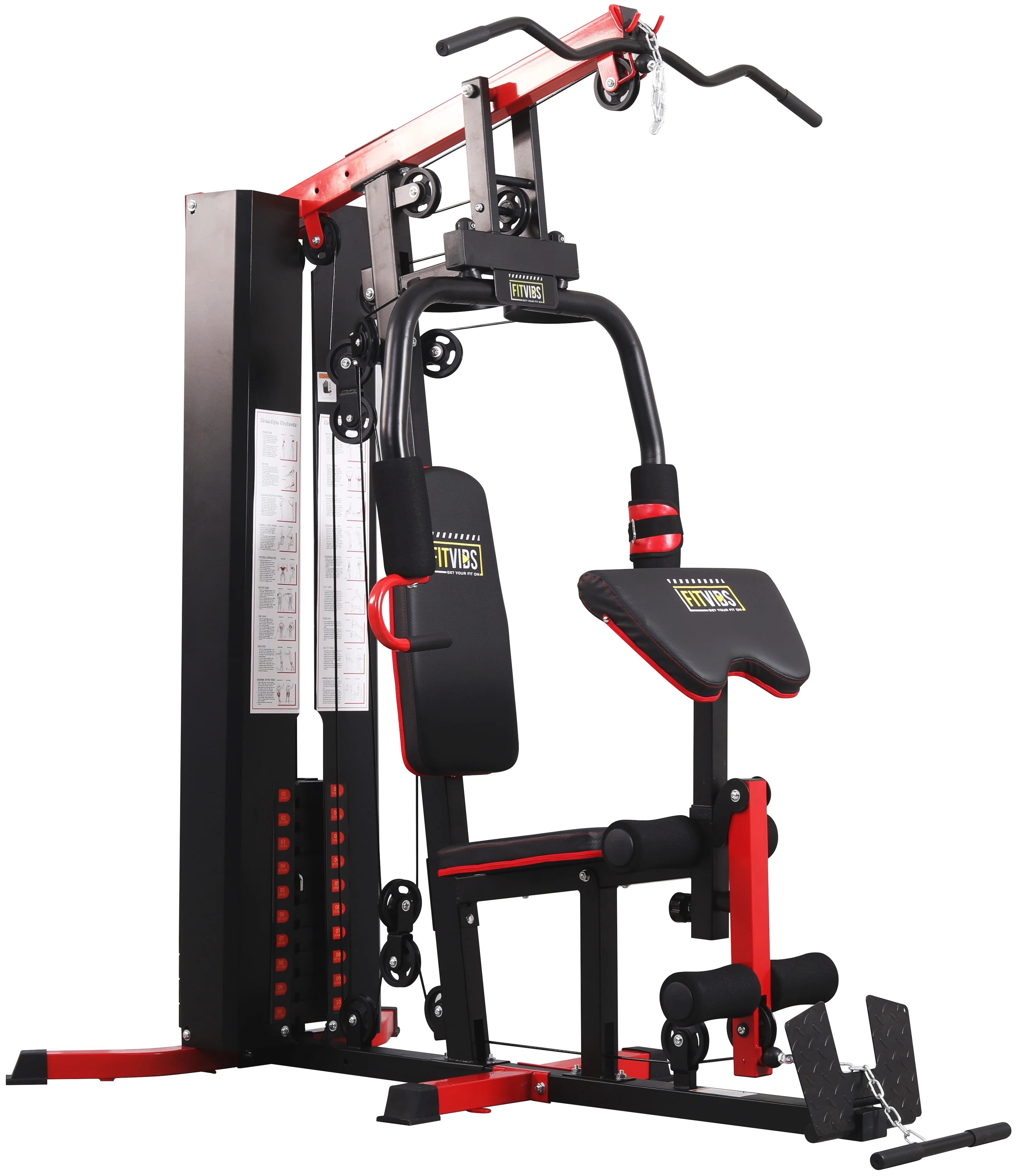Fitvids LX750 Home Gym System Workout Station with 330 Lbs of Resistance, 122.5 Lbs Weight Stack, One Station