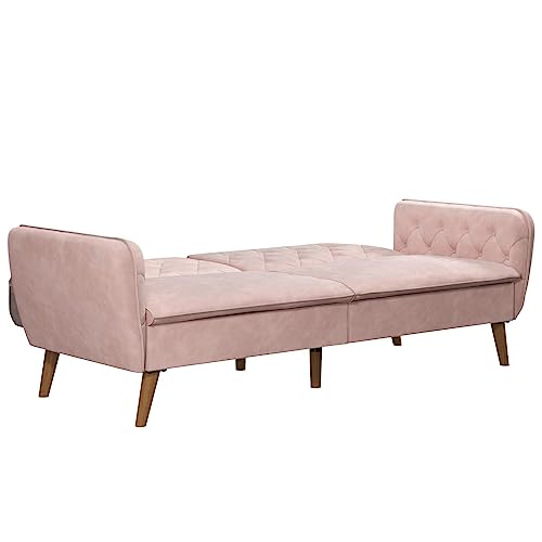 Novogratz Tallulah Memory Foam Futon, Convertible Couch, Camel Faux Leather