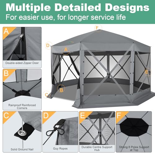 COBIZI 12x12ft Pop up Gazebo Screen Tent Screen House for Camping, Camping Outdoor Screened Gazebo, Canopy Tent