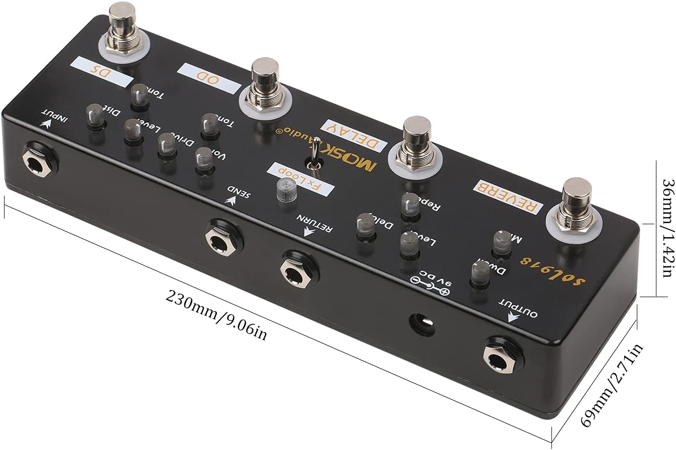 SOL918 5-in-1 Multi Effect Pedal Combined Effect Guitar Pedal True Bypass Multi-in-one Combined Effect Device Reverb Delay FX Loop Overdrive