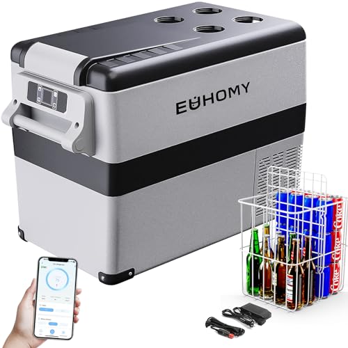 EUHOMY 12 Volt Refrigerator, 19QT(18L) Compressor Electric Cooler APP Control, Car Fridge -4�H~68�H, Portable Refrigerator 12/24V DC 110-240V AC