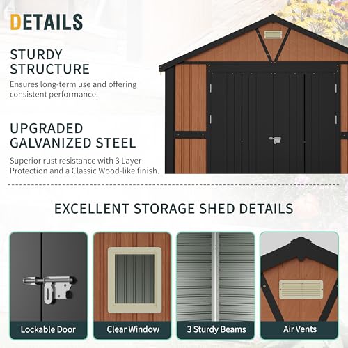 Outdoor Storage Shed, 5x3 Ft Metal Steel Tiny House with Lockable Door, Vertical Outside Storage Building for Garden, Backyard, Lawn, Patio Utility