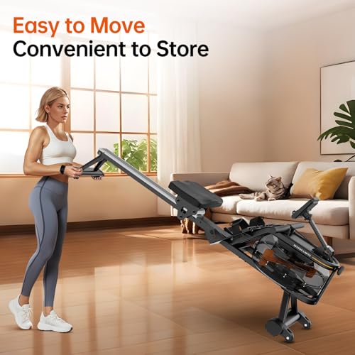 YAMO Water Rowing Machine for Home, Row Machine with 330LB Weight Capacity, Support Bluetooth & Compatible with Apps