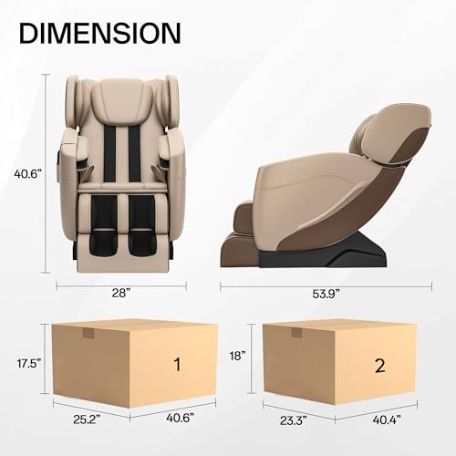 2022 Full Body Electric Zero Gravity Shiatsu Massage Chair with Back Heating and Foot Roller for Home and Office (Khaki)