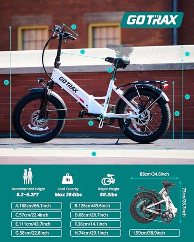 Gotrax 20" Folding Electric Bike with 55 Miles (Pedal-assist1) by 48V Battery, 20Mph Power by 500W, Smart LCD Display and 5 Pedal-Assist Levels