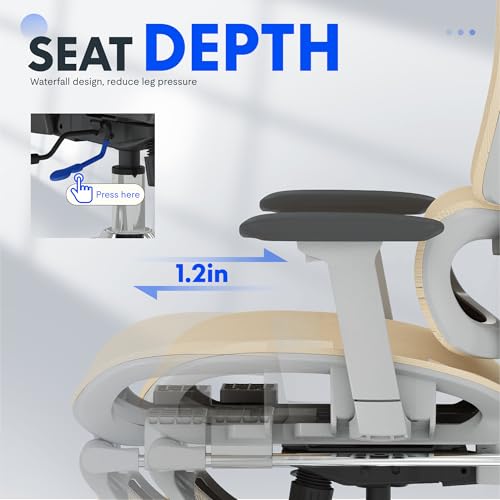 FLEXISPOT ErgoX Premium Ergonomic Office Chair with Footrest- Adjustable 3D Armrests, Dynamic Lumbar Support, Recline & Tilt Function, Mesh Seat