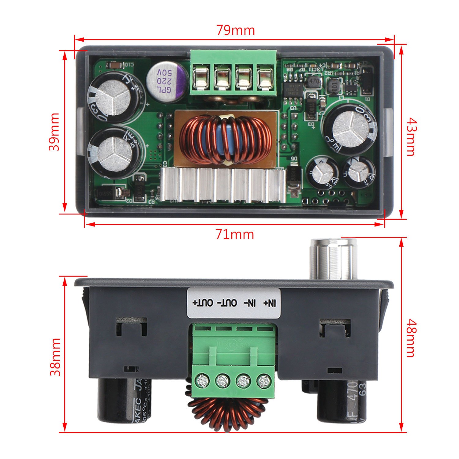 DROK Numerical Control Step Down Voltage Regulator Stabilizer, DC 6-55V to 0-50V 5A Constant Voltage Current Buck Power Converter Voltage Transformer