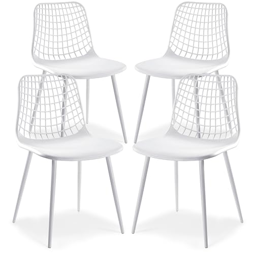 POLY & BARK Isla Modern Kitchen Chairs Set of 4 - Plastic Dining Chair with Metal Legs