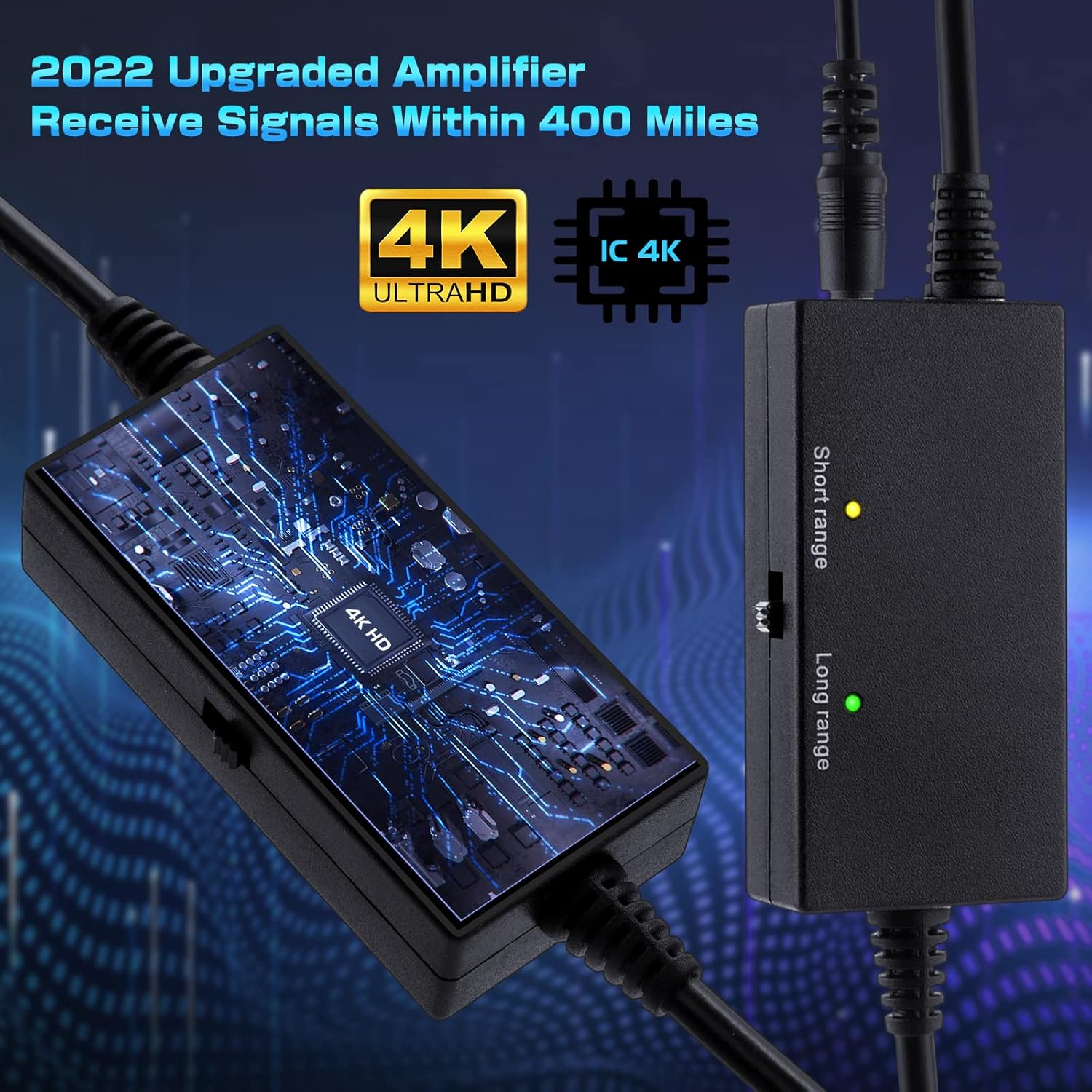 2022 Amplified HD TV Antenna, Indoor/Outdoor Digital Antenna up to 400 Miles Range-Support 4K 1080P All TVs HD Local Channels 360&deg