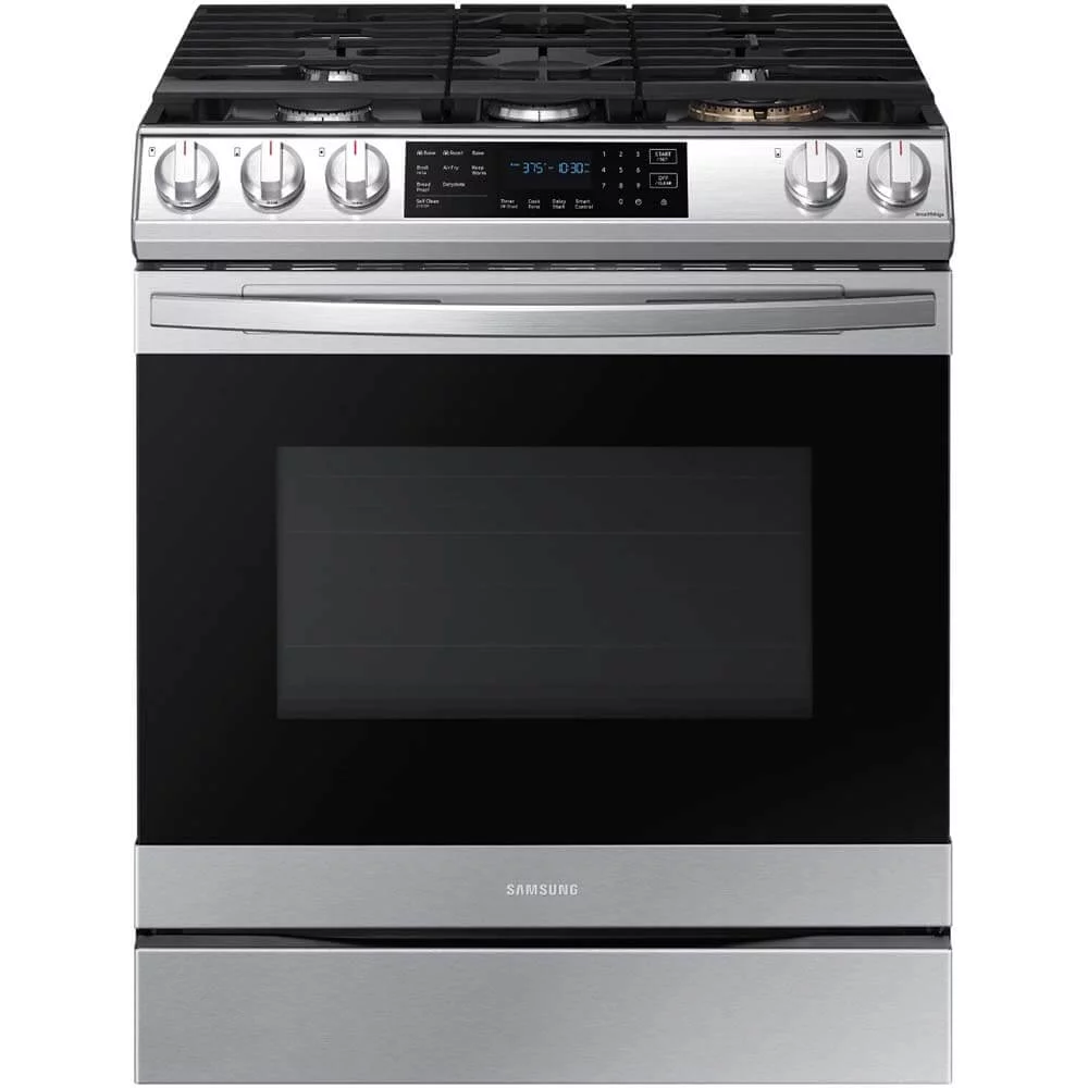 SAMSUNG NX60T8511SS 6.0 cu. ft. Smart Slide-in Gas Range with Air Fry in Stainless Steel