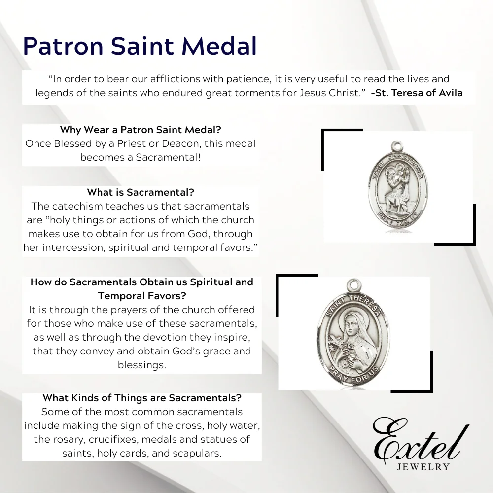 Extel Medium Sterling Silver Army Medal Pendant Necklace with St. Michael on Reverse Side for Men Women with 24" Rhodium Plated Endless Curb Chain