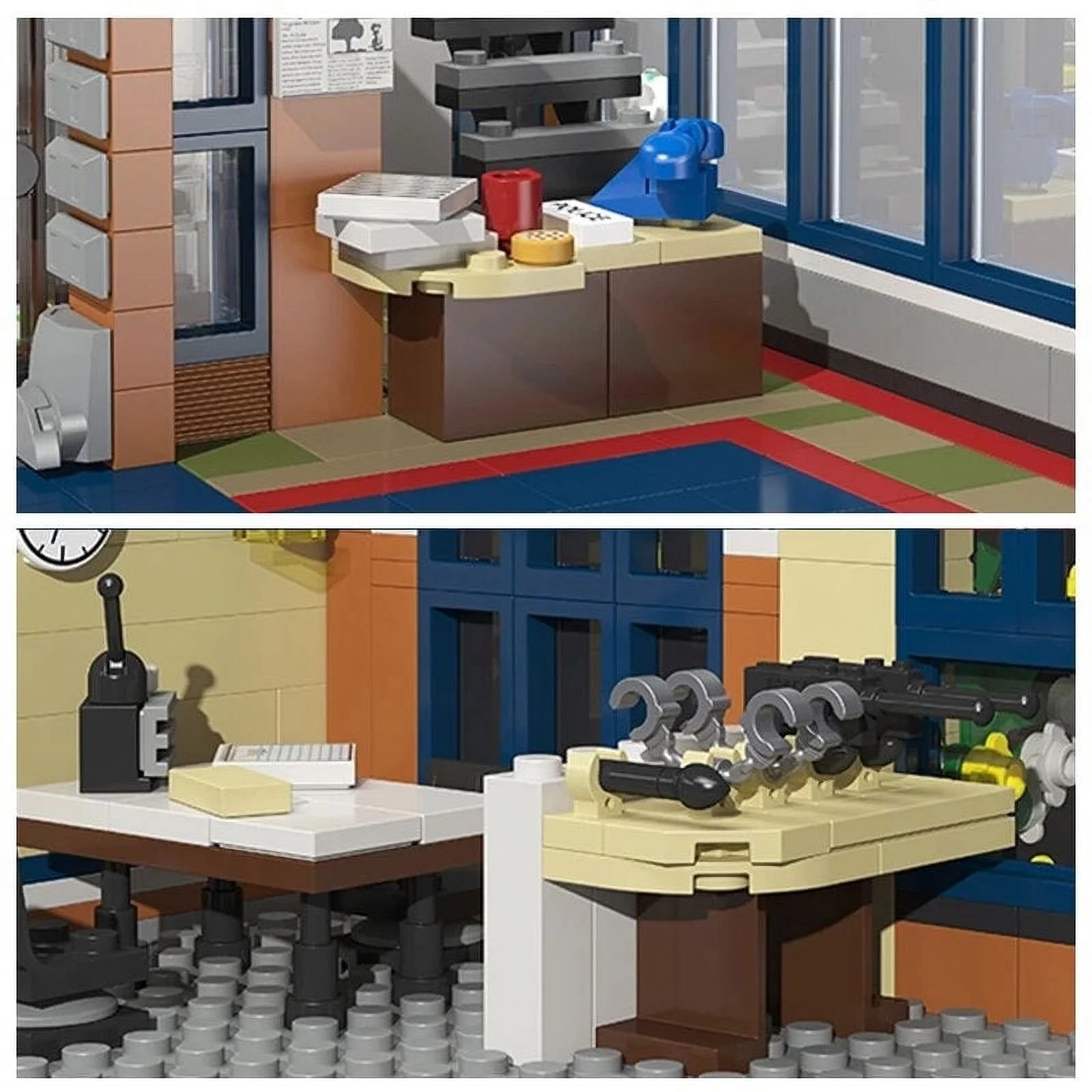 Police Station with Donut Shop Street View Creator Modular City Building Blocks Set | General Jim's Toys | Compatible with Lego, Cobi, Wange